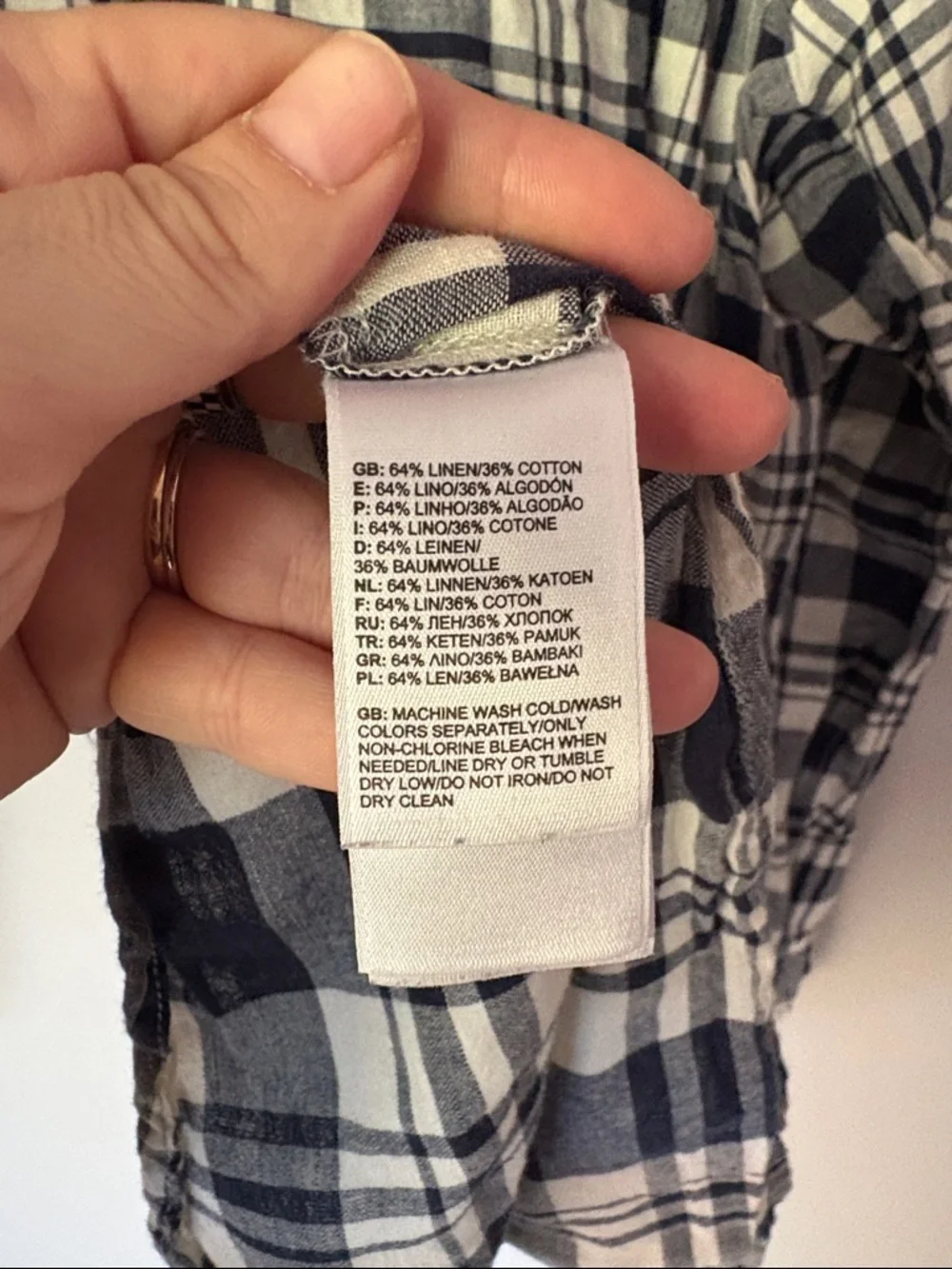 THE NORTH FACE Men’s Blue Plaid Linen Long Sleeve Button Down